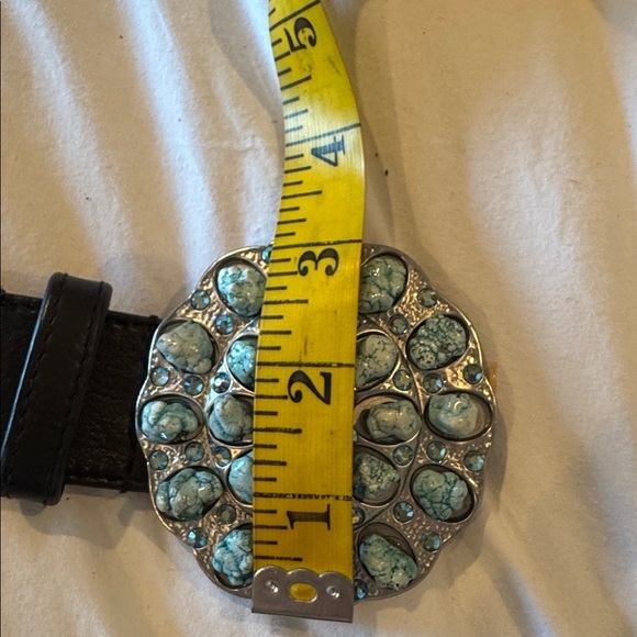 Genuine turquoise stones Elegant Black leather belt main image 4